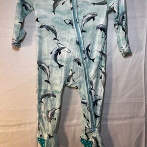 Posh Peanut Dolphin Skipper Zipper Footie Sleeper 0–3M Blue Bamboo Pajamas